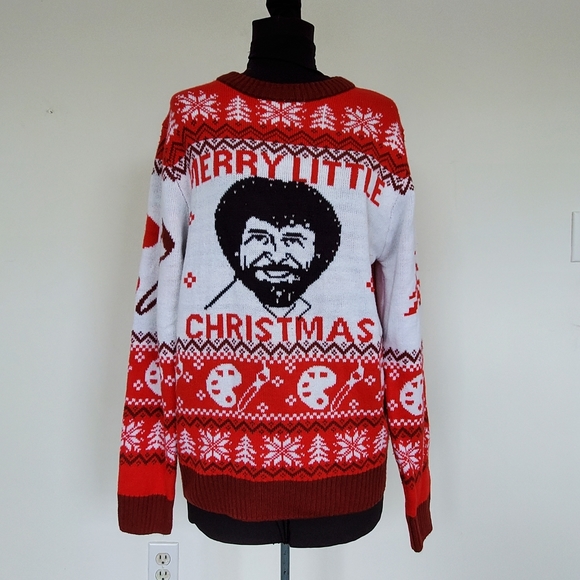 bob ross ugly christmas sweaters
